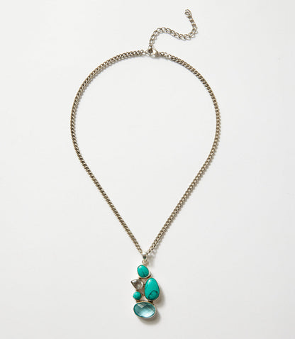 Organic Turquoise And Blue Topaz Necklace
