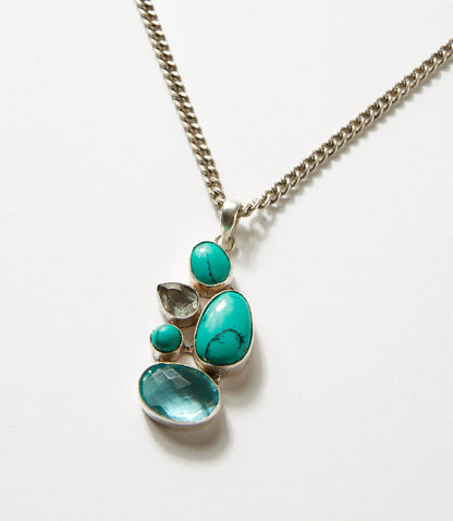Organic Turquoise And Blue Topaz Necklace
