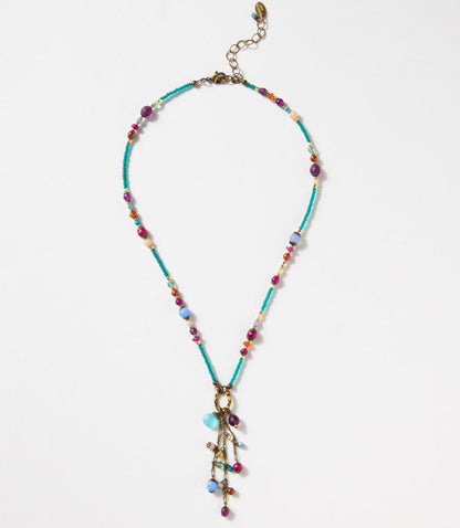 Czech Glass Beaded Tassel Necklace