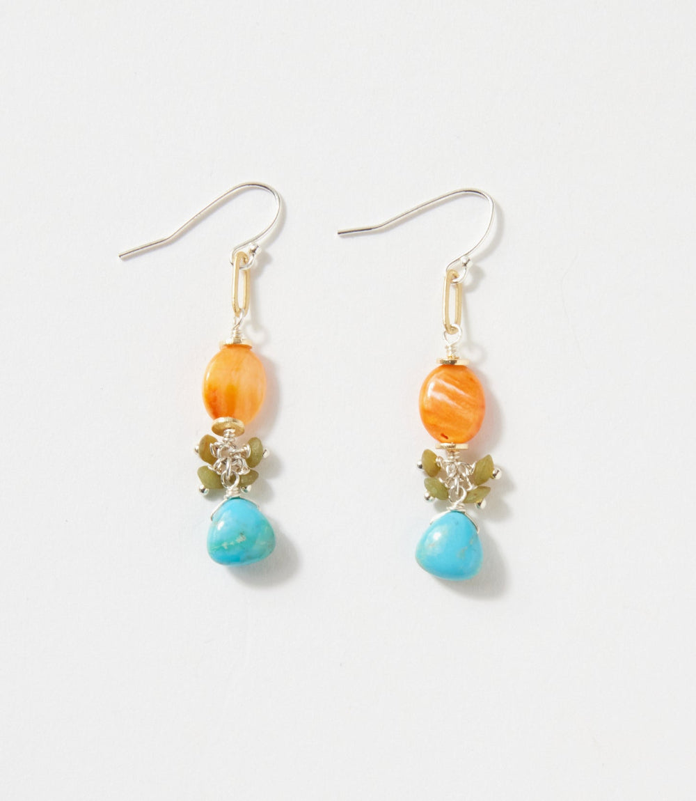 Spiny Oyster & Turquoise Dangle Earrings