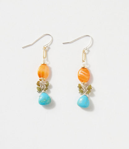 Spiny Oyster & Turquoise Dangle Earrings
