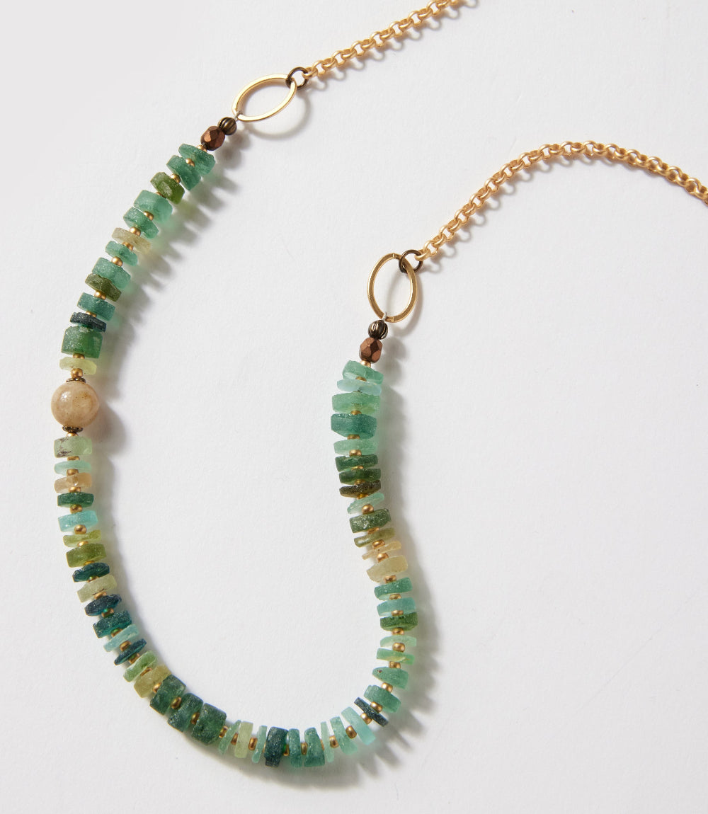 Antique Crystal And Gemstone Beaded Necklace