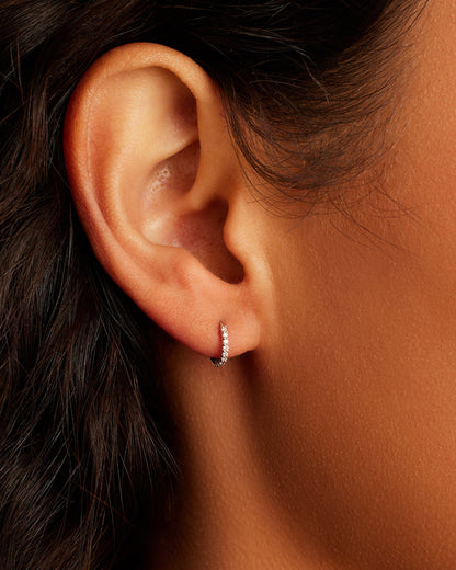 14K White Gold Diamond Pavé Huggies