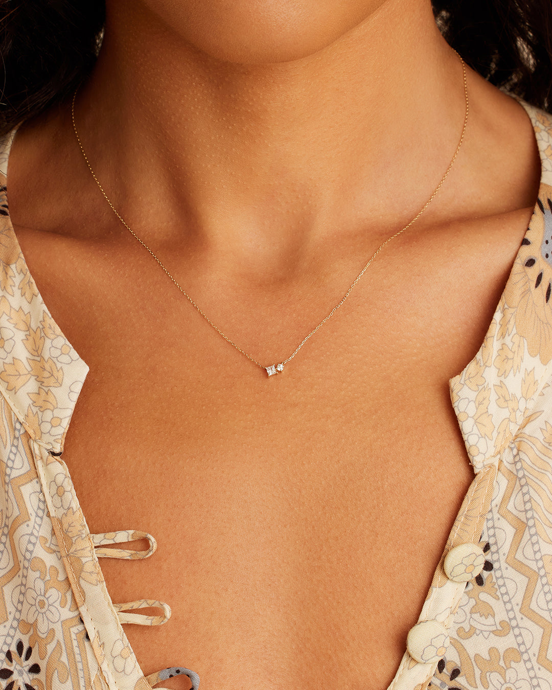 14K Diamond and White Sapphire Necklace