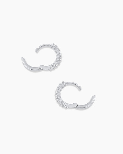 14K White Gold Diamond Pavé Huggies