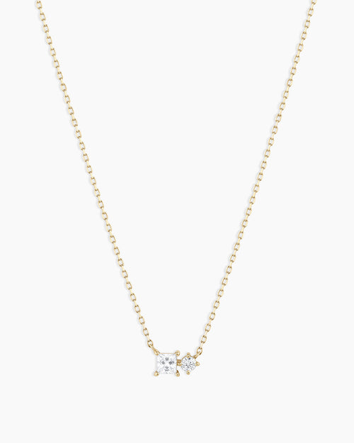14K Diamond and White Sapphire Necklace