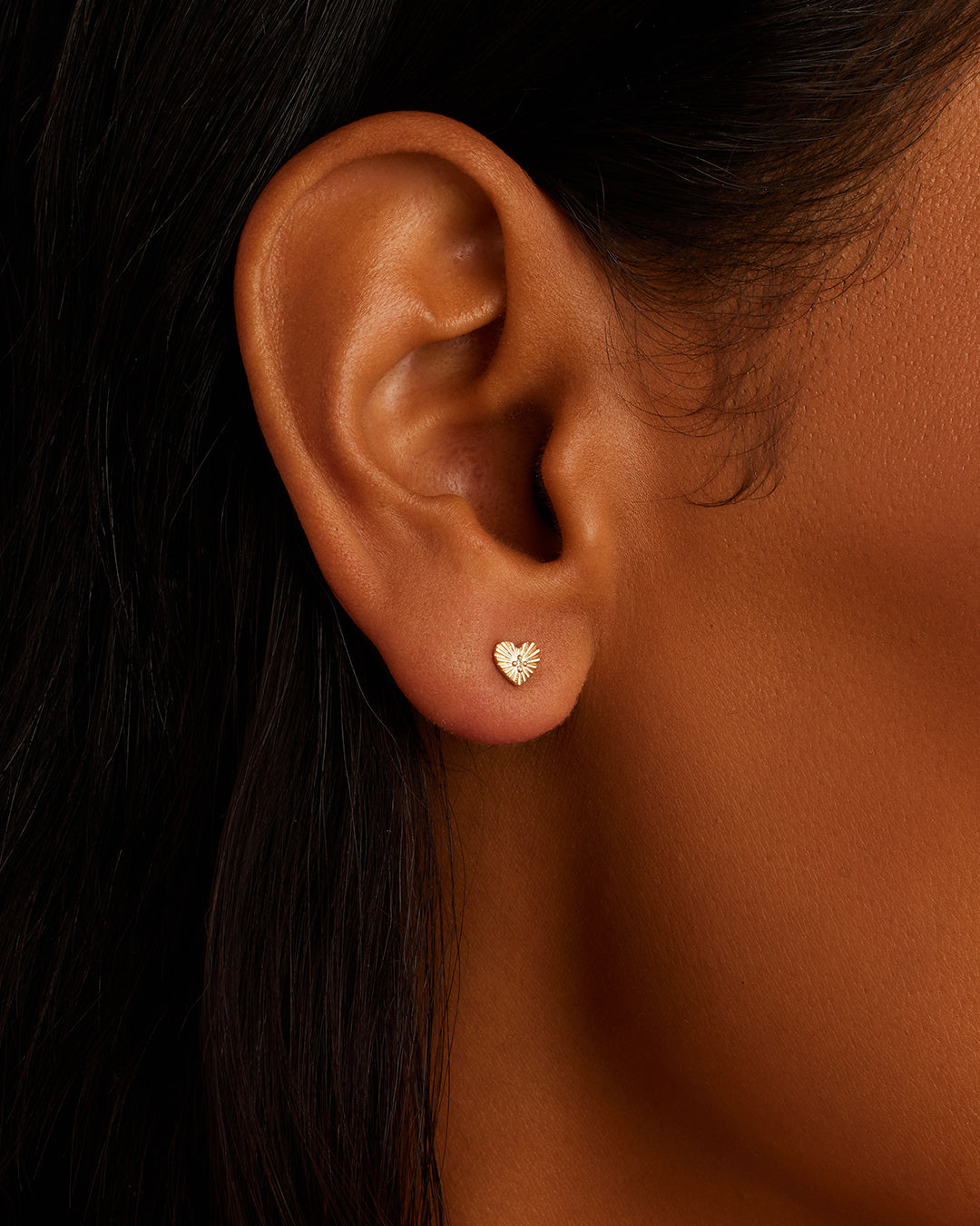 14K Diamond Vintage Heart Studs