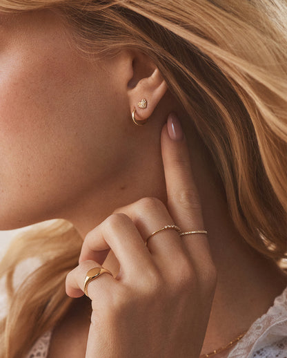 14K Diamond Vintage Heart Studs