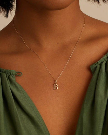 14K Diamond Vintage Alphabet Charm