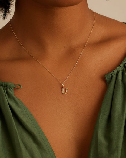 14K Diamond Vintage Alphabet Charm