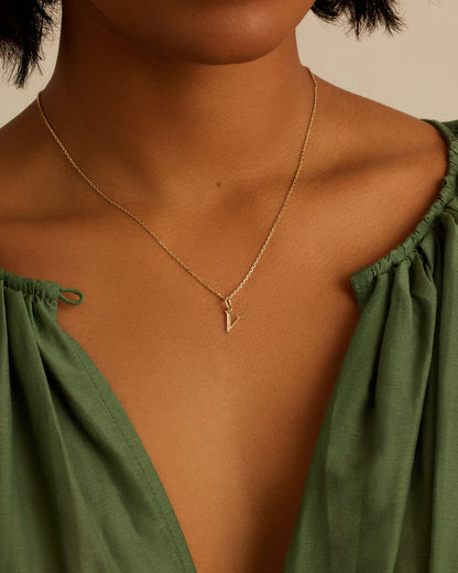 14K Diamond Vintage Alphabet Charm