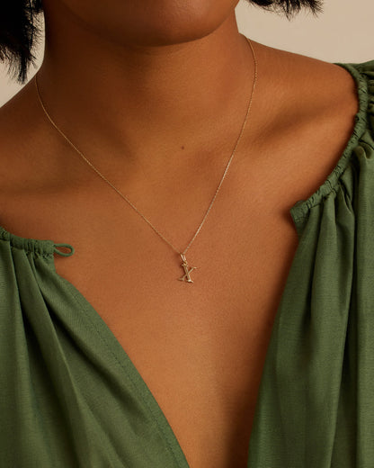 14K Diamond Vintage Alphabet Charm