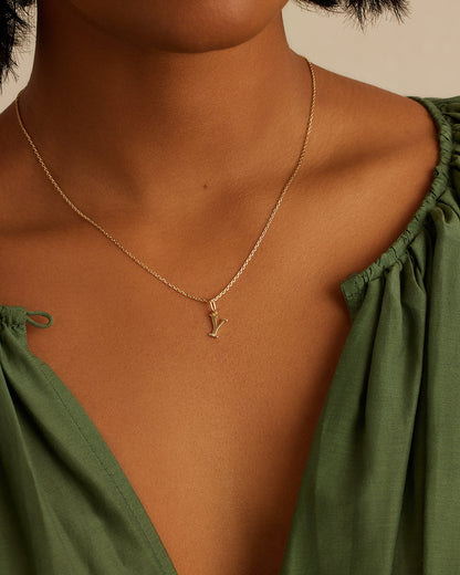 14K Diamond Vintage Alphabet Charm