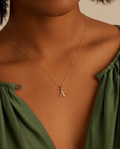 14K Diamond Vintage Alphabet Charm Necklace