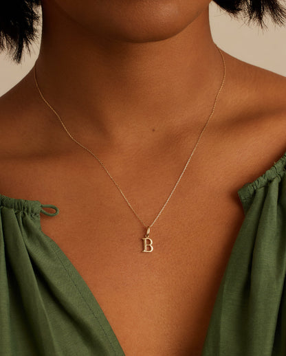 14K Diamond Vintage Alphabet Charm Necklace