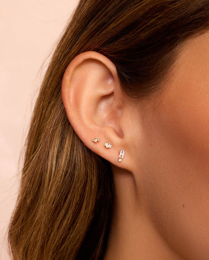 14K Gold White Sapphire Amara Trio Studs
