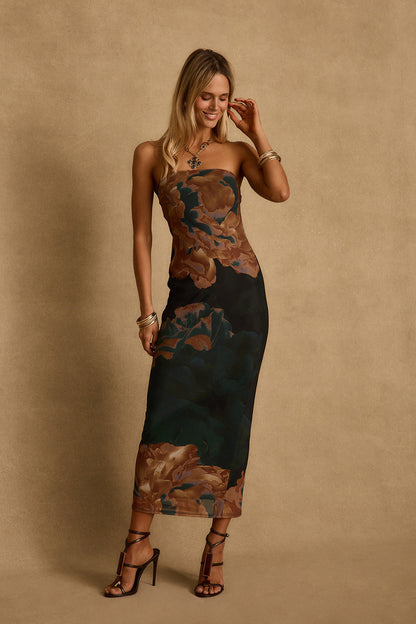 Avani Emerald Floral Strapless Maxi Dress