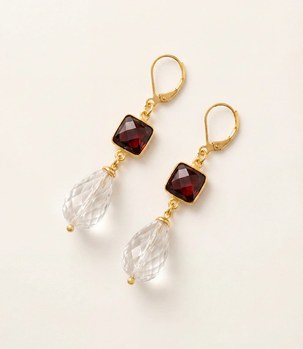 Tigers Eye And Crystal Earrings