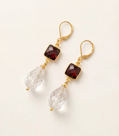 Tigers Eye And Crystal Earrings