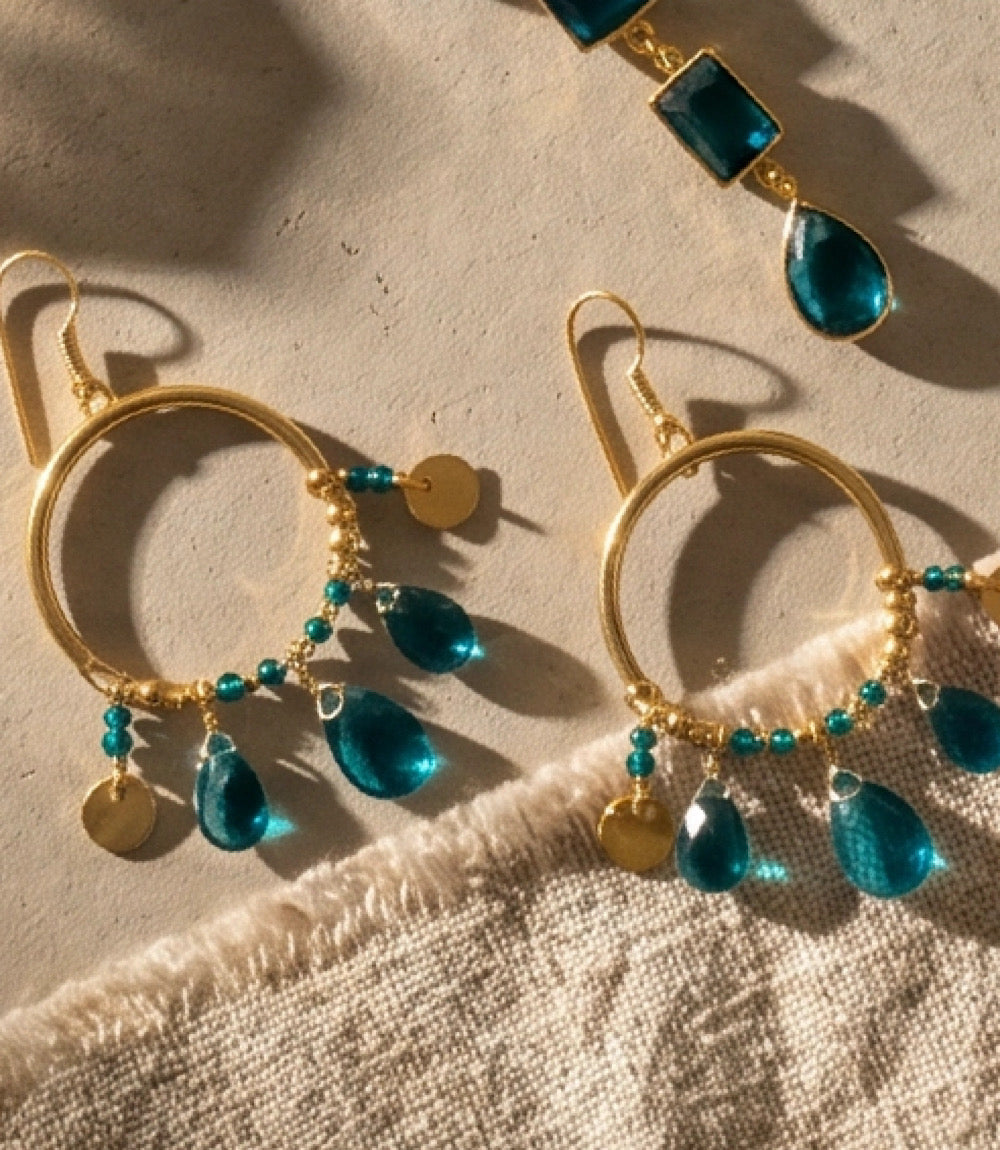 Teal Topaz Dangle Earrings