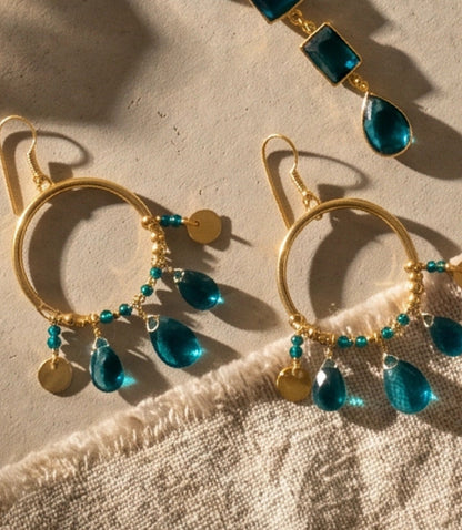 Teal Topaz Dangle Earrings