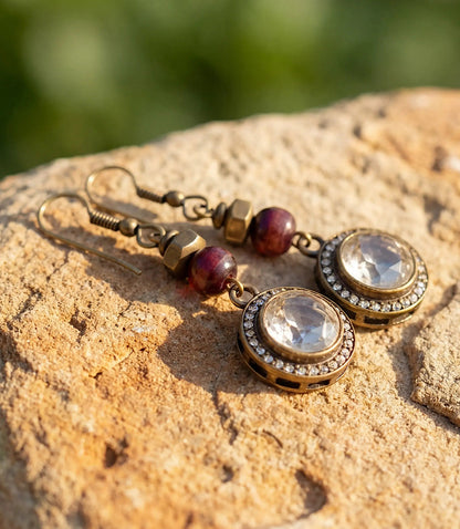 Crystal Disc Drop Earrings