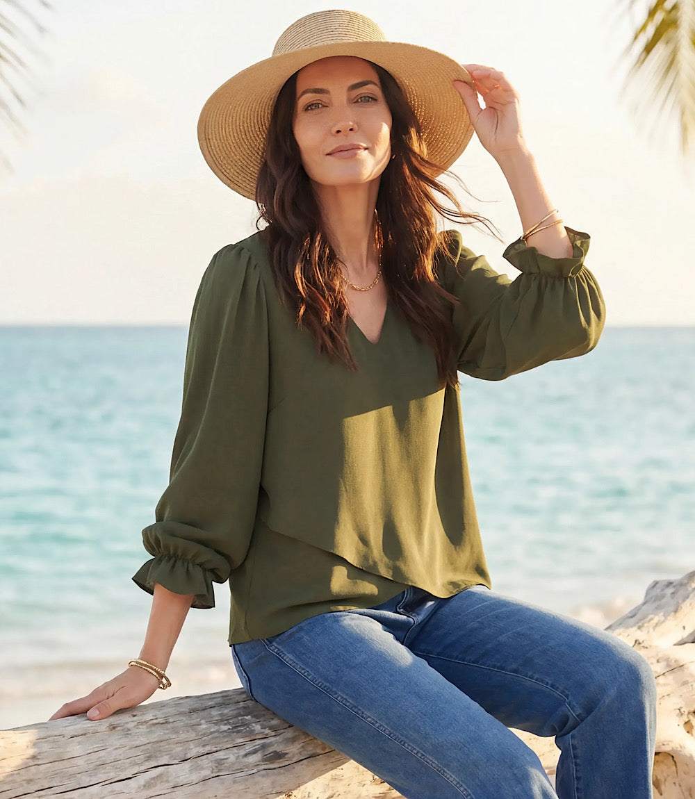 Layered Sleeve Asymmetric Top