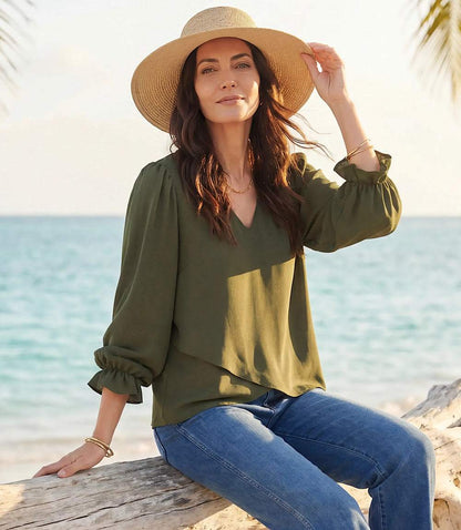 Layered Sleeve Asymmetric Top