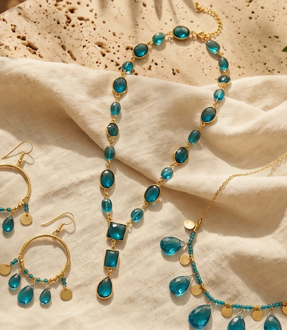 Teal Topaz Lariat Necklace
