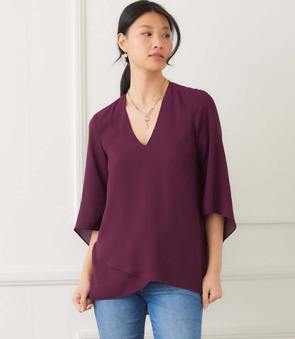 Petite Size Bracelet Sleeve Asymmetric Top