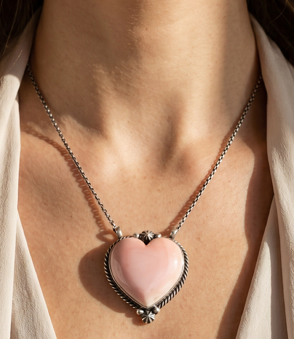 Pink Conch Heart Necklace