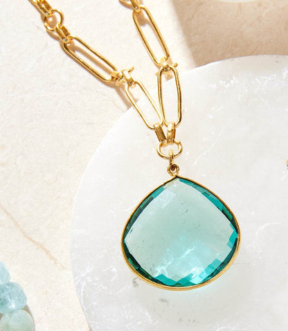 Aqua Quartz Pendant Necklace