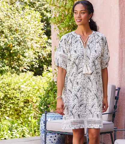 Petite Size Puff Sleeve Tassel Dress