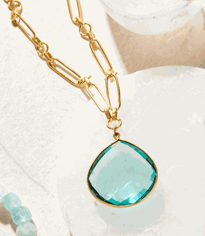 Aqua Quartz Pendant Necklace
