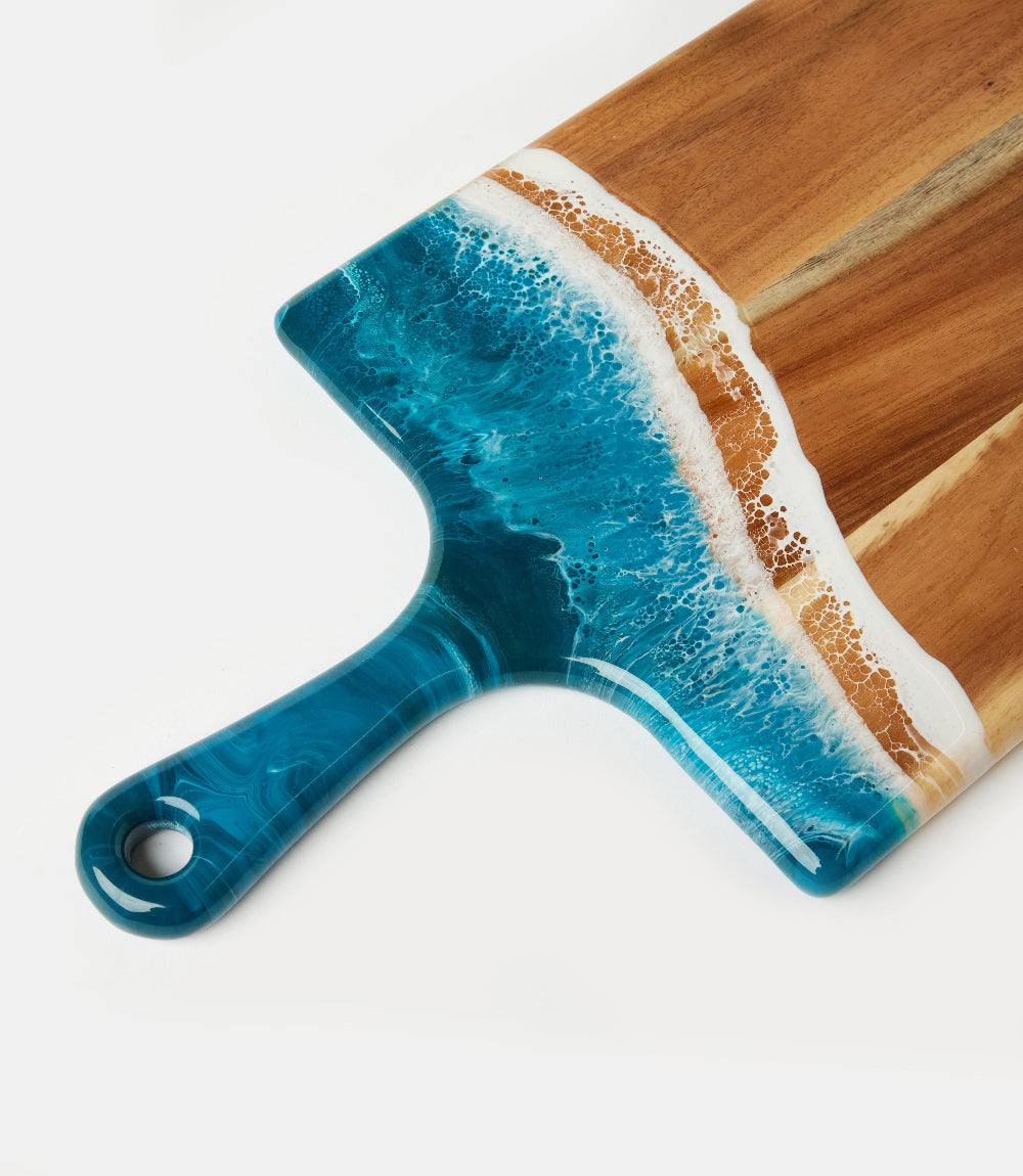 Ocean Waves Wooden Tray With Handle