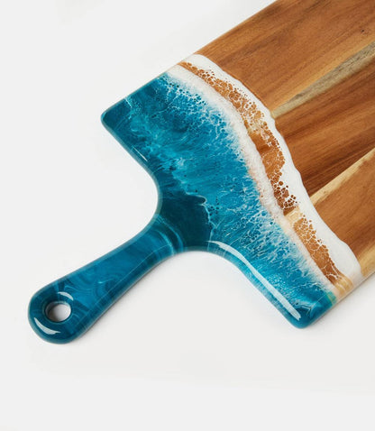 Ocean Waves Wooden Tray With Handle