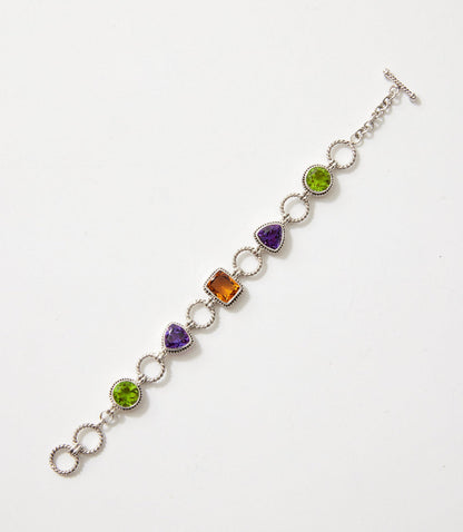 Sterling Silver Gemstone Link Bracelet