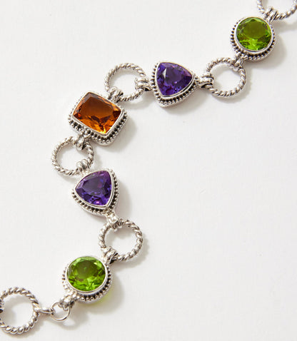 Sterling Silver Gemstone Link Bracelet