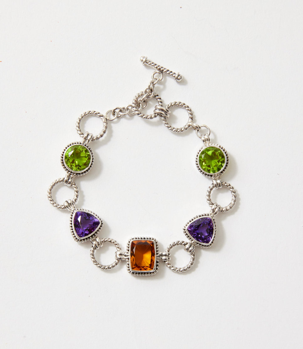 Sterling Silver Gemstone Link Bracelet