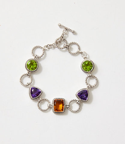 Sterling Silver Gemstone Link Bracelet