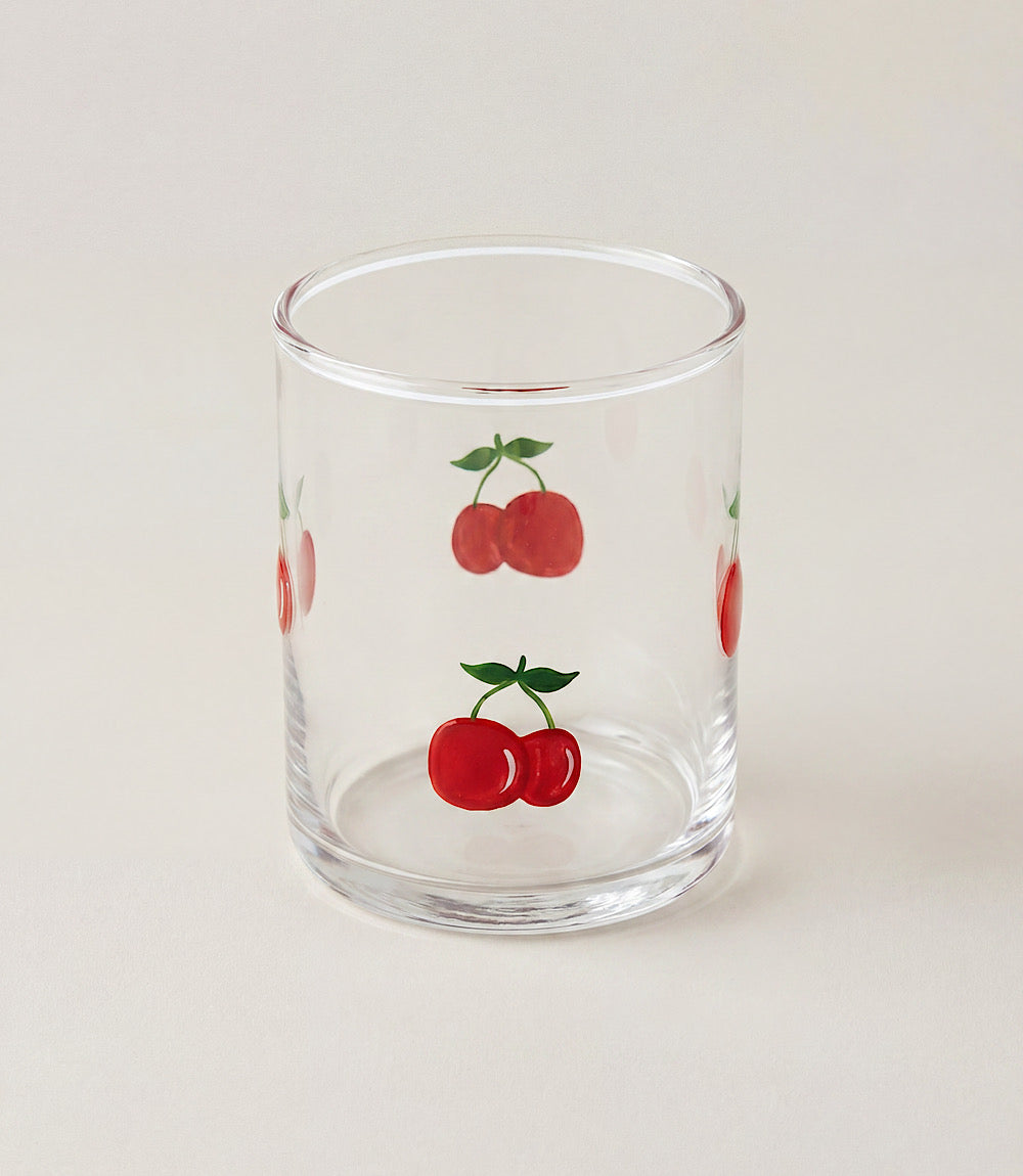 Cherry Hand-Painted Drinking Glass