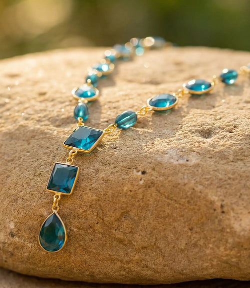 Teal Topaz Lariat Necklace