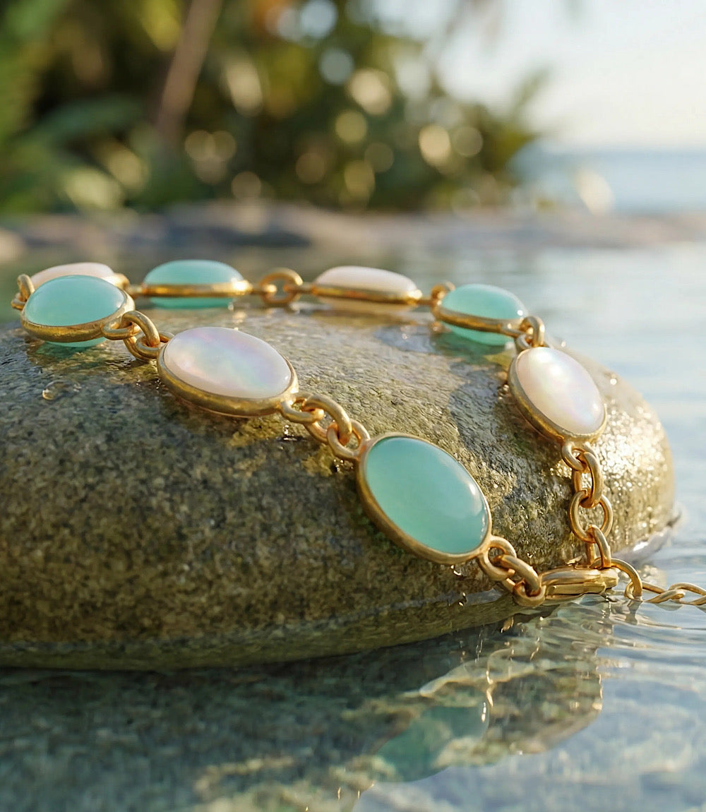 Turquoise And Pearl Beaded Bracelet