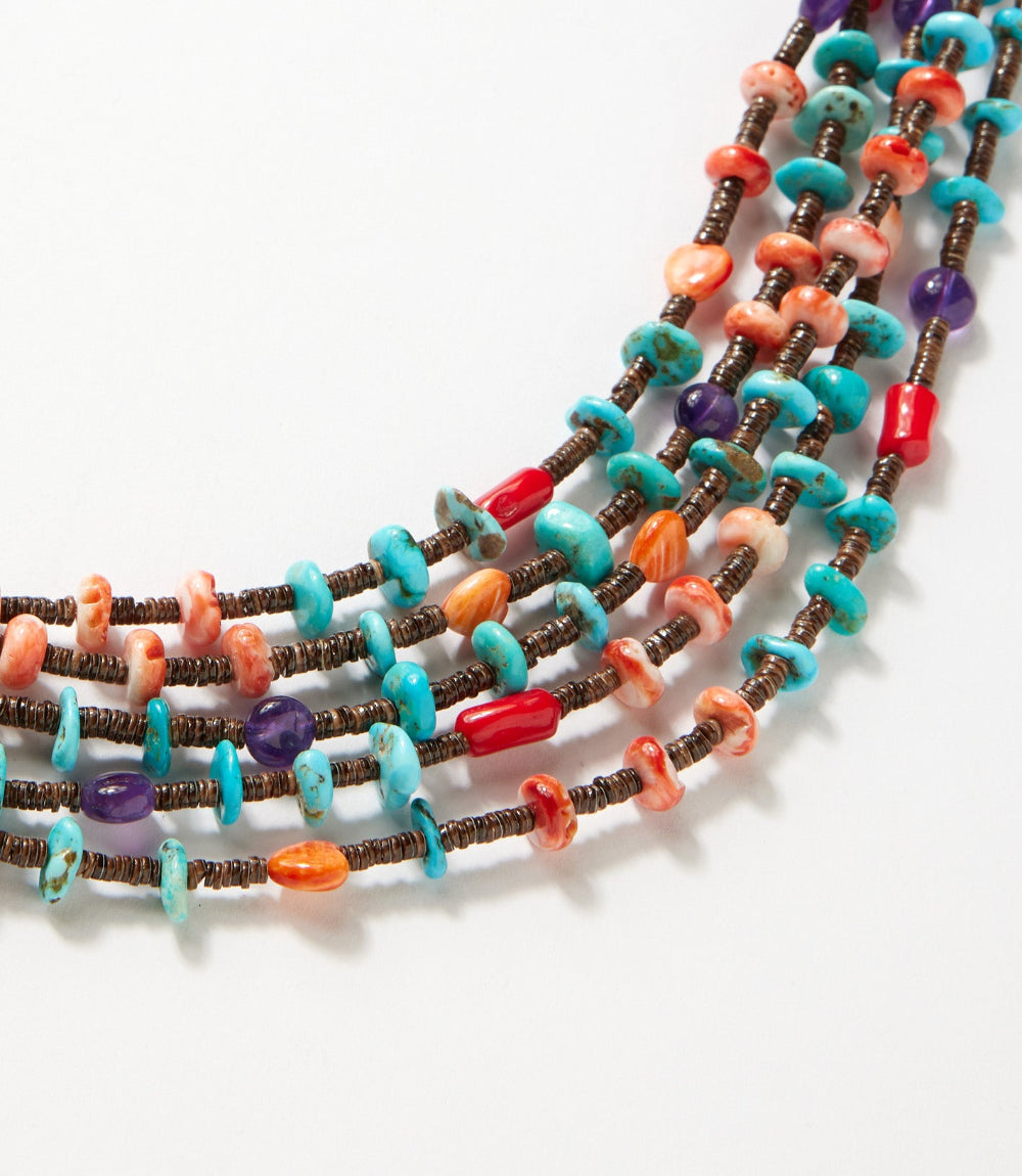 Five Strand Turquoise Beaded Treasure Necklace