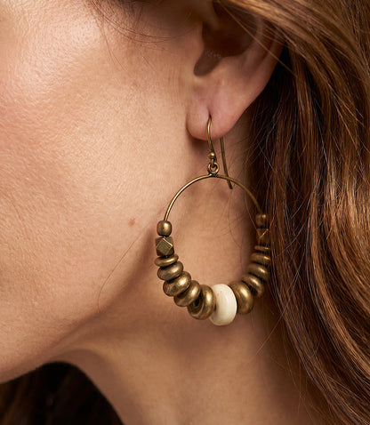 Gold Bead Hoop Earrings