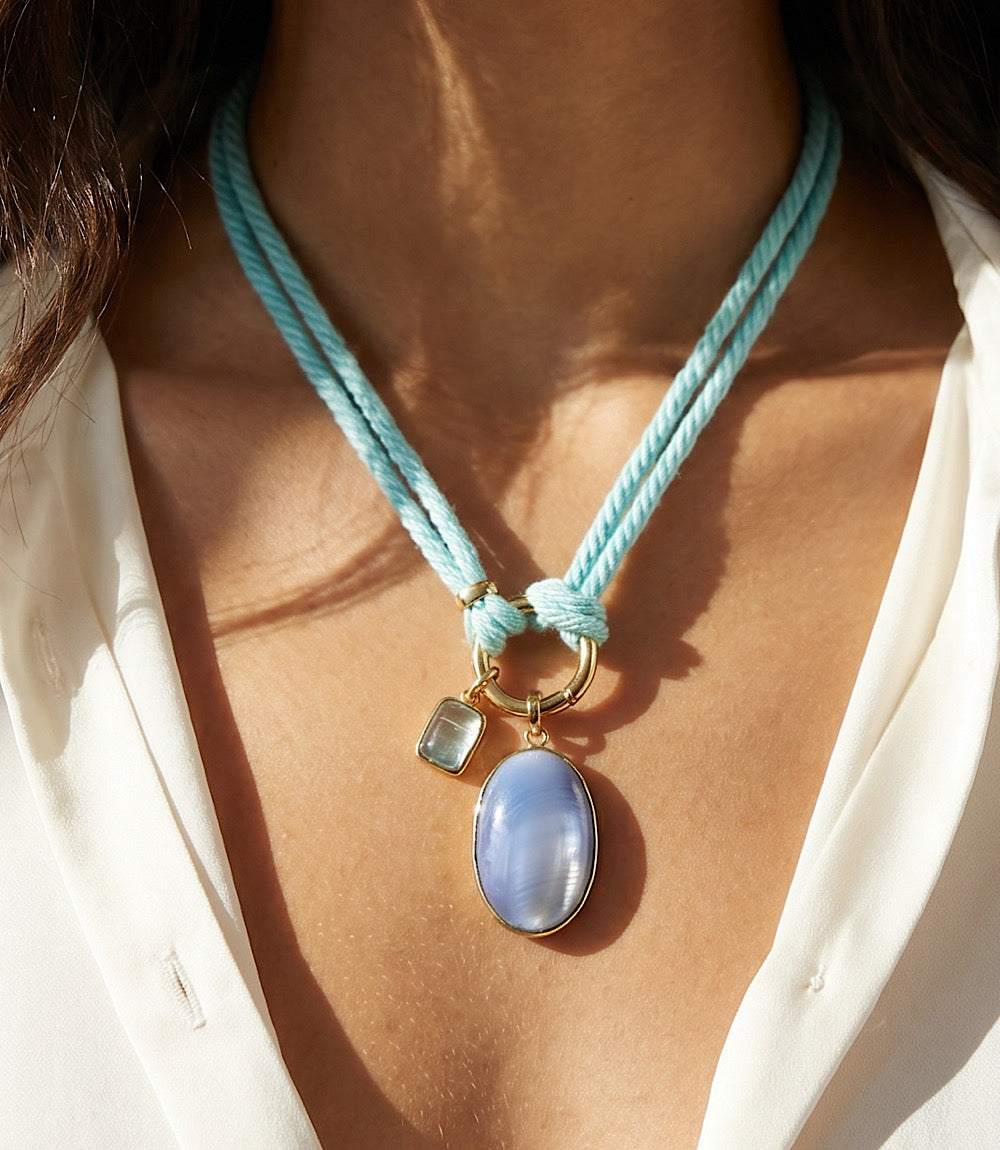 Pearl And Gemstone Cord Necklace