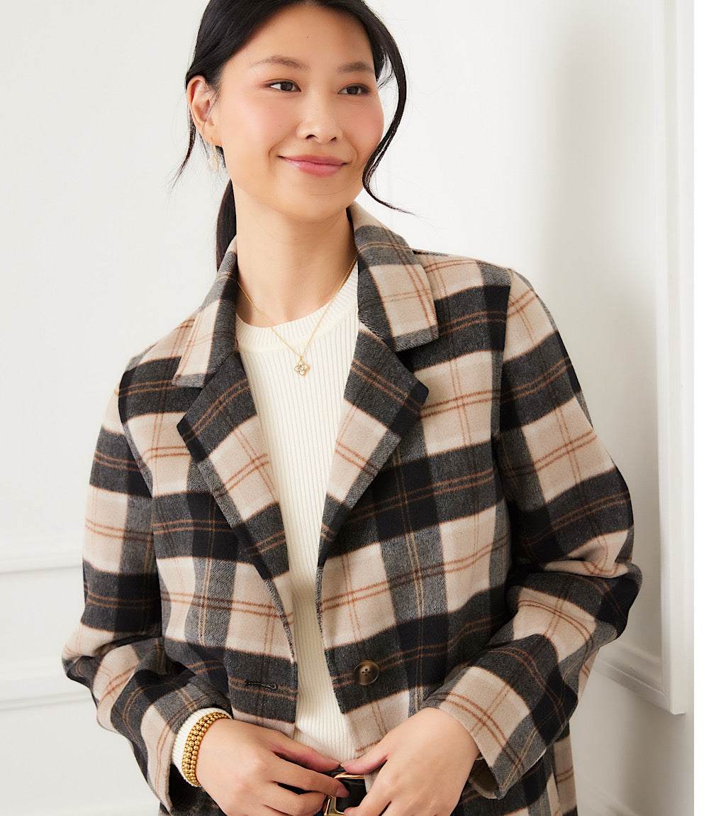 Oversized Brushed Plaid Blazer