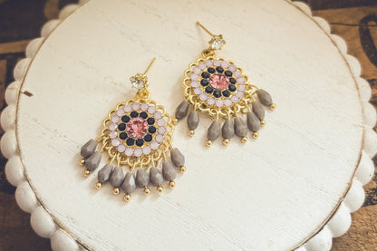 Beautiful Pink and Purple Crystal Drop Earrings