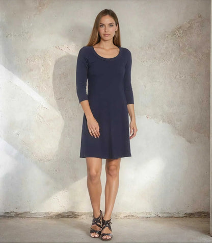 Three Quarter Sleeve A-Line Dress