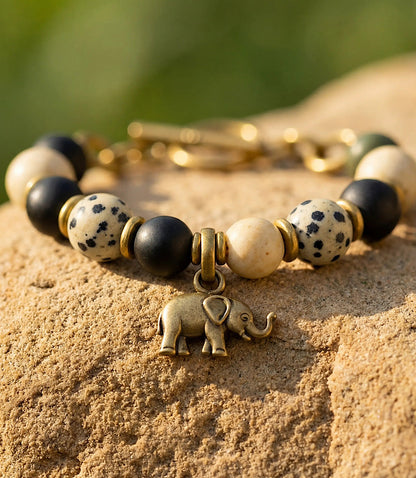 Elephant Charm Safari Stone Bracelet